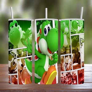 Yoshi Comic Style 20oz 30oz Stainless Steel Tumbler w/ Straw Lid 2022