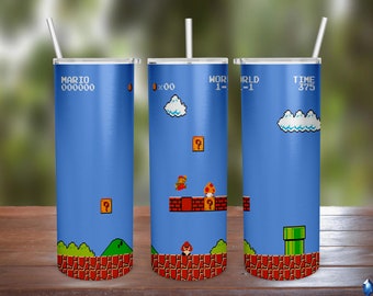 Super Mario Original 20oz 30oz Stainless Steel Tumbler w/ Straw  Lid 2022