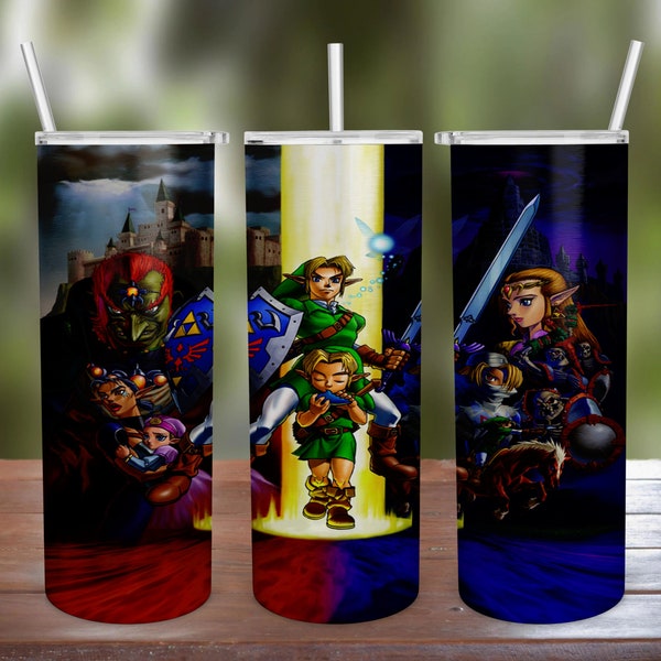 Zelda Ocarina of Time 20oz & 30oz Stainless Steel Tumbler Straw Lid 2022