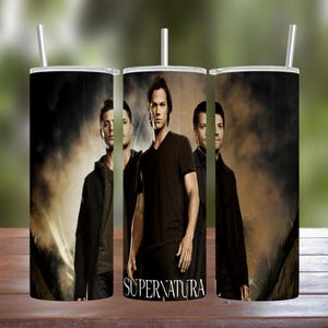 Supernatural Hunting Team Sam, Dean, Castiel TV Show Stainless Steel Tumbler w/ Straw & Lid Halloween 2022