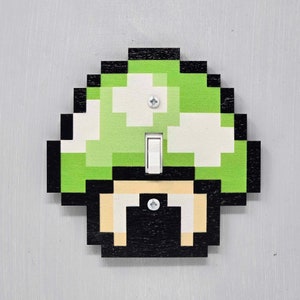 1up Toad Hut Light Switch Cover SMB1 Super Mario  Mushroom Luigi Video Games Retro NES Home Decor Gift Bedroom Outlet New