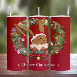 Anime Eevee Wreath Eeveelutions Glaceon Jolteon Sylveon Vaporeon Leafeon Umbreon Espeon 20oz 30oz Stainless Steel Tumbler w/ Straw Lid 2022