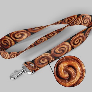 Cinnamon Roll Lanyard Keychain ID Badge Holder Keys Fall Halloween Coffee Pumpkin Spice Convention Key Clip Apparel Wallet FOB