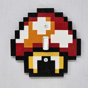 Red Toad Hut Light Switch Cover SMB1 Super Mario Mushroom Luigi Video Games Retro NES Home Decor Gift Bedroom Outlet New