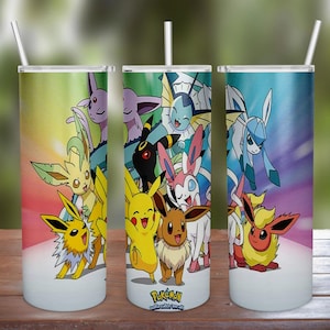 Eeveelutions 20oz 30oz Stainless Steel Tumbler w/ Straw & Lid 2022