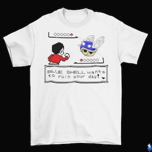 Blue Shell Mario Kart T-Shirt Unisex Adult Funny Sizes Game Gameboy Anime Parody 2022