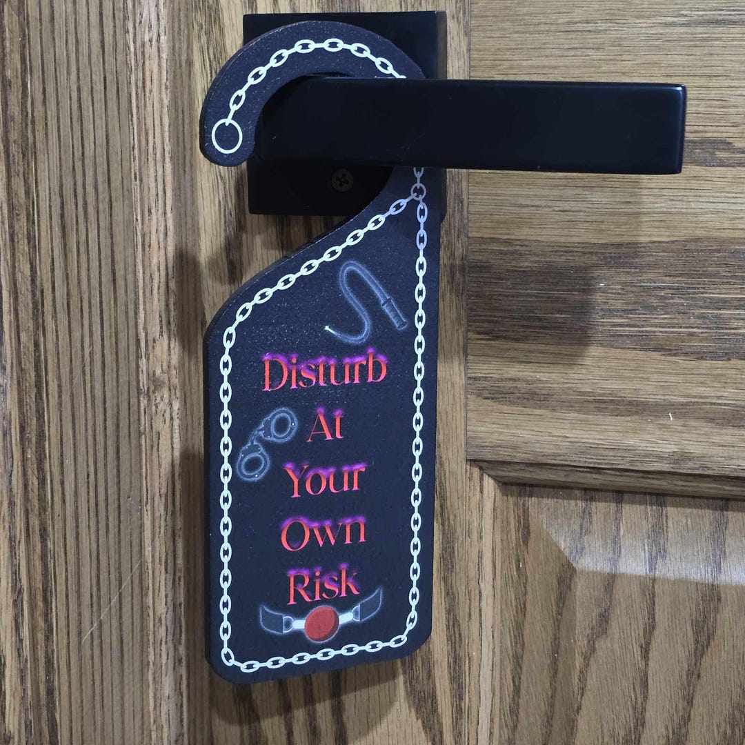 Disturb at Your Own Risk Door Hanger Kinky Sexy Whips Chains Ball Gag ...