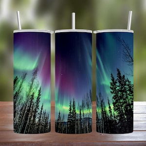 Aurora Borealis, Northern Lights 20oz 30oz Stainless Steel Tumbler Straw Lid Nature 2023
