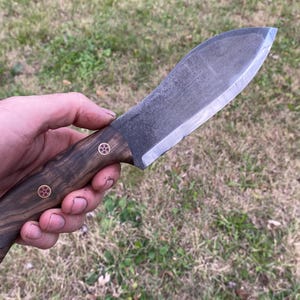 Nessmuk Knife, Big Hunting Knife with Leather Sheath, Bushcraft Knife, Camping Knife, Tactical Knife, Full Tang Knife, Survival Knife