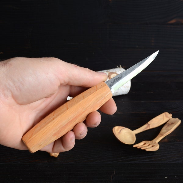 Sloyd Knife 80mm Curved Blade, Wood Carving Knife, Spoon Carving Knife, Puukko Knife, Kuksa Knife, Wood Carving Tool, Whittling Knife