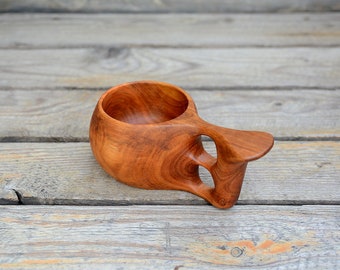 ③Making a wooden cup . Kuksa carving #woodworking 