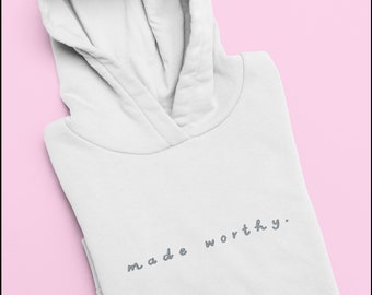 made worthy - Grey Embroidery- Unisex Hoodie