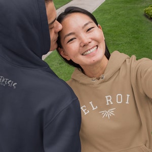 EL ROI White Embroidery, Grey Print Unisex Hoodie image 3