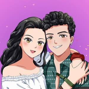 Custom Couple Anime Portrait, Cute Couple Drawing, Anime Style Portrait Commission Art, Birthday Gift, Christmas Gift