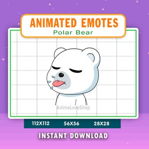 ANIMATED Polar Bear BLBL/ Mlem Emote For Twitch, Discord, Youtube, Animated BLBL Polar Bear Alert, Funny White Bear Tongue Gif