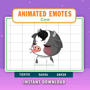 ANIMATED Black Cow BLBL/ Mlem Emote For Twitch, Discord, Youtube, Animated BLBL Black Cow Alert, Funny Cow Tongue Gif