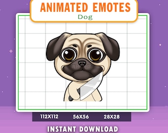ANIMATED Pug Dog Knife Emote For Twitch, Discord, Youtube, Animated Threaten Pug Alert, Funny Kill Pug Gif