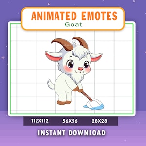 ANIMATED Goat Clean Emote For Twitch, Discord, Youtube, Animated Clean The Floor Goat Emote, Goat Mopping Emote