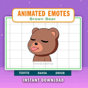 ANIMATED Brown Bear BLBL/ Mlem Emote For Twitch, Discord, Youtube, Animated BLBL Brown Bear Alert, Funny Brown Bear Tongue Gif