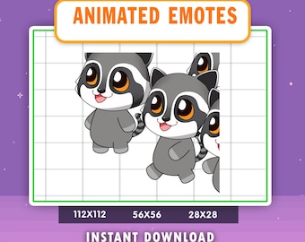 Animierter Waschbär Raid Emote: Twitch, Discord, YouTube (Digitale Datei)
