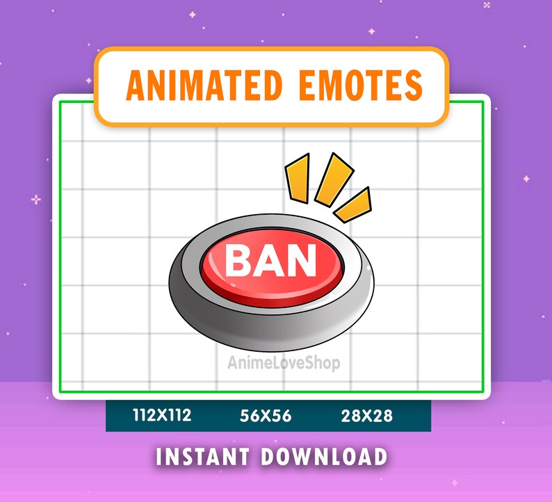 ANIMATED Ban Button Emote for Twitch, Discord, Youtube, Animated Ban ...