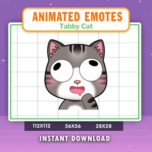 ANIMATED Gray Tabby Cat Dumb Emote For Twitch, Discord, Youtube, Animated Dumb Gray Tabby Cat Emote, Funny Tabby Cat Gif