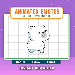 ANIMATED Polar Bear Twerking Emote For Twitch, Discord, Youtube, Animated Twerk Polar Bear Alert, Funny White Bear Gif