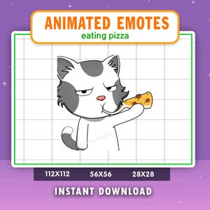 ANIMATED Cat Eating Pizza Emote For Twitch, Discord, Youtube, Cat Emote, Gaming, Livestream Emote, Food, Hungry, Munch, Pizza Emote