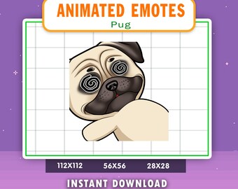 ANIMATED Pug Dog Emote For Twitch, Discord, Youtube, Rip Emote, Livestream Emote, Animated Pug Emote