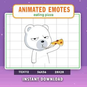 ANIMATED Polar Bear Eating Pizza Emote For Twitch, Discord, Youtube, Bear Emote, Gaming, Livestream Emote, Food, Hungry, Munch, Pizza Emote