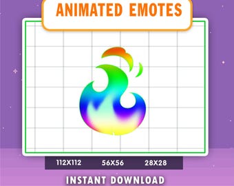 Animated Rainbow Fire Emote for Twitch, Discord, YouTube (Digital Download)