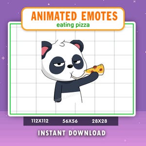Emote animado de Panda comiendo pizza para Twitch, Discord, YouTube, Emote de Panda, Juegos, Emote de transmisión en vivo, Comida, Hambriento, Masticar, Emote de pizza