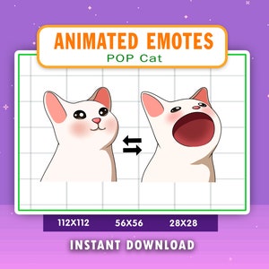 ANIMATED POP Cat Emote For Twitch, Discord, Youtube, Animated Cat Alert, Cat Meme Emote
