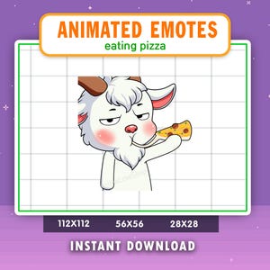 ANIMATED Goat Eating Pizza Emote For Twitch, Discord, Youtube, Goat Emote, Gaming, Livestream Emote, Food, Hungry, Munch, Pizza Emote
