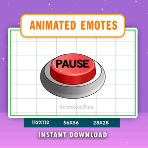 ANIMATED PAUSE Button Emote For Twitch, Discord, Youtube, Animated Pause Emote, Button Pause Press Gif
