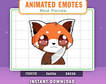 ANIMATED Red Panda Knife Emote For Twitch, Discord, Youtube, Animated Threaten Red Panda Alert, Funny Kill Red Panda Gif