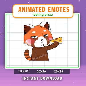ANIMATED Red Panda Eating Pizza Emote For Twitch, Discord, Youtube, Red Panda Emote, Gaming, Livestream Emote, Food, Munch, Pizza Emote