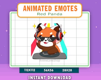 ANIMATED Red Panda DJ Emote For Twitch, Discord, Youtube, Animated Dance Red Panda Emote, Red Panda DJ Gif