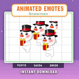 Emote ANIMÉ bonhomme de neige pour Twitch, Discord, Youtube, Emote raid, Emote cadeau, Emote Noël, Emote diffusion en direct, Emote Noël