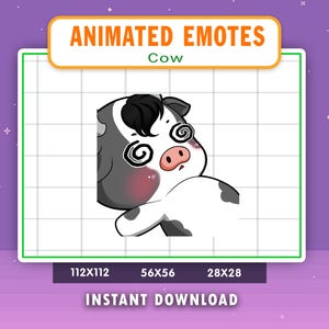 ANIMATED Cow Emote For Twitch, Discord, Youtube, Rip Emote, Livestream Emote, Animated Cow Emote