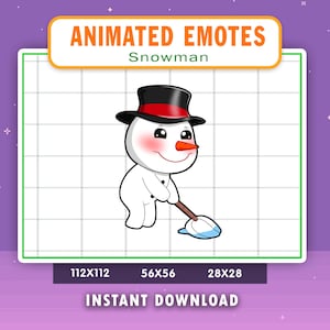 Emote ANIMÉ bonhomme de neige pour Twitch, Discord, Youtube, Emote nettoyer le sol, Emote bonhomme de neige nettoyer le sol, Emote Noël, Emote diffusion en direct