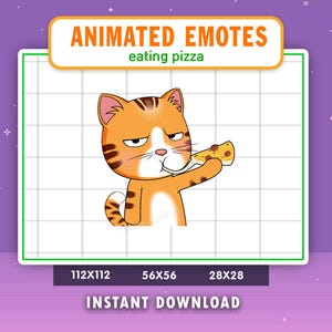 ANIMATED Tabby Cat Eating Pizza Emote For Twitch, Discord, Youtube, Cat Emote, Gaming, Livestream Emote, Food, Hungry, Munch, Pizza Emote