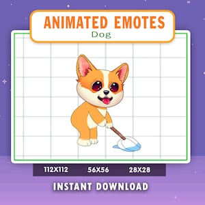 ANIMATED Dog Corgi Clean Emote For Twitch, Discord, Youtube, Animated Clean The Floor Dog Emote, Dog Mopping Emote