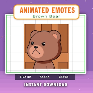 Emote ANIMATA di congedo dell&#39;orso bruno per Twitch, Discord, Youtube, emote animata di congedo dell&#39;orso bruno, Gif divertente congedo dell&#39;orso bruno