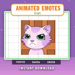 ANIMATED Purple Cat Leave Emote For Twitch, Discord, Youtube, Animated Leave Cat Emote, Funny Cat Leave Gif