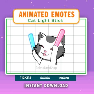 Katze Glow Stick Emote Für Twitch, Discord, Youtube, Animierter Lichtstab Katze Alarm, lustiges Katzen Rave Gif