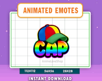 ANIMATED Rainbow Cap Emote For Twitch, Discord, Youtube, Animated Rainbow Cap Emote, Funny Cap Text Gif