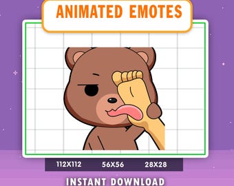 Animated Brown Bear Licking Foot Emote: Twitch, Discord, YouTube (Digital File)