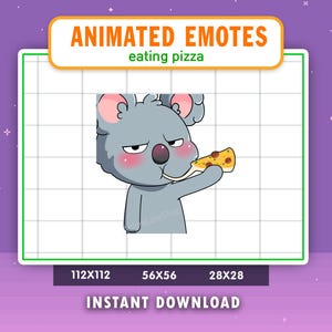 ANIMATED Koala Eating Pizza Emote For Twitch, Discord, Youtube, Koala Emote, Gaming, Livestream Emote, Food, Hungry, Munch, Pizza Emote