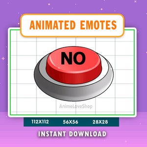 ANIMATED NO Button Emote For Twitch, Discord, Youtube, Animated No Emote, Button No Press Gif